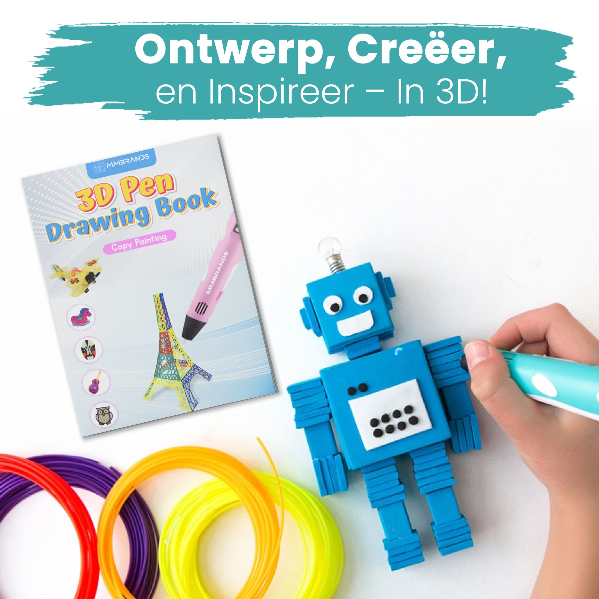 3D Pen Tekenboek XXL - 40 Sjablonen - incl. Overtrekvel