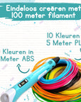 3D Pen Starter Kit - 100M Filament - 10 Colors - Blue