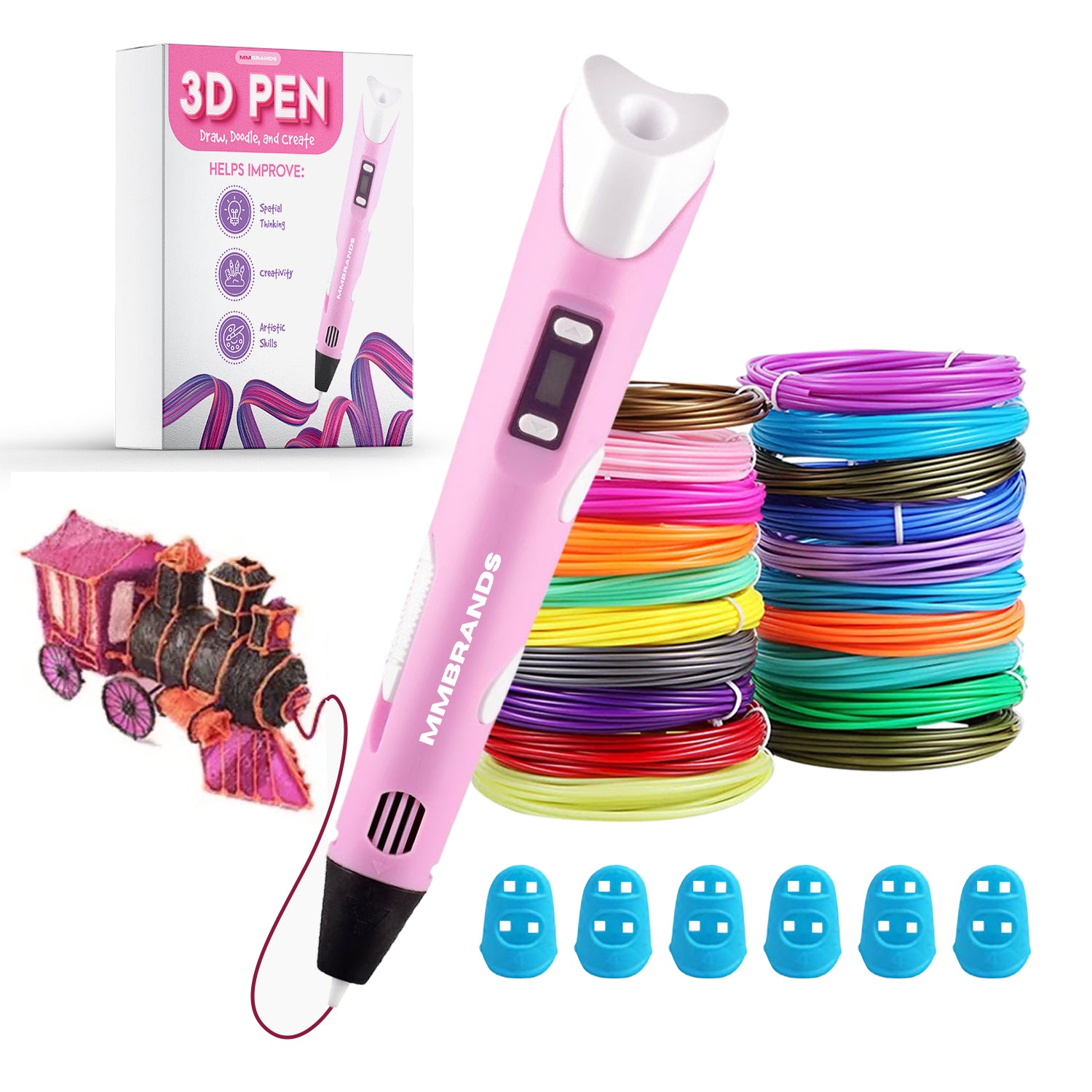 3D Pen Startpaket - 100M Filament - 10 Färger - Rosa