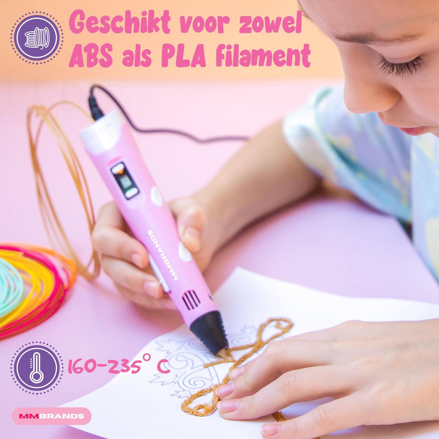 3D Pen Startpaket - 100M Filament - 10 Färger - Rosa