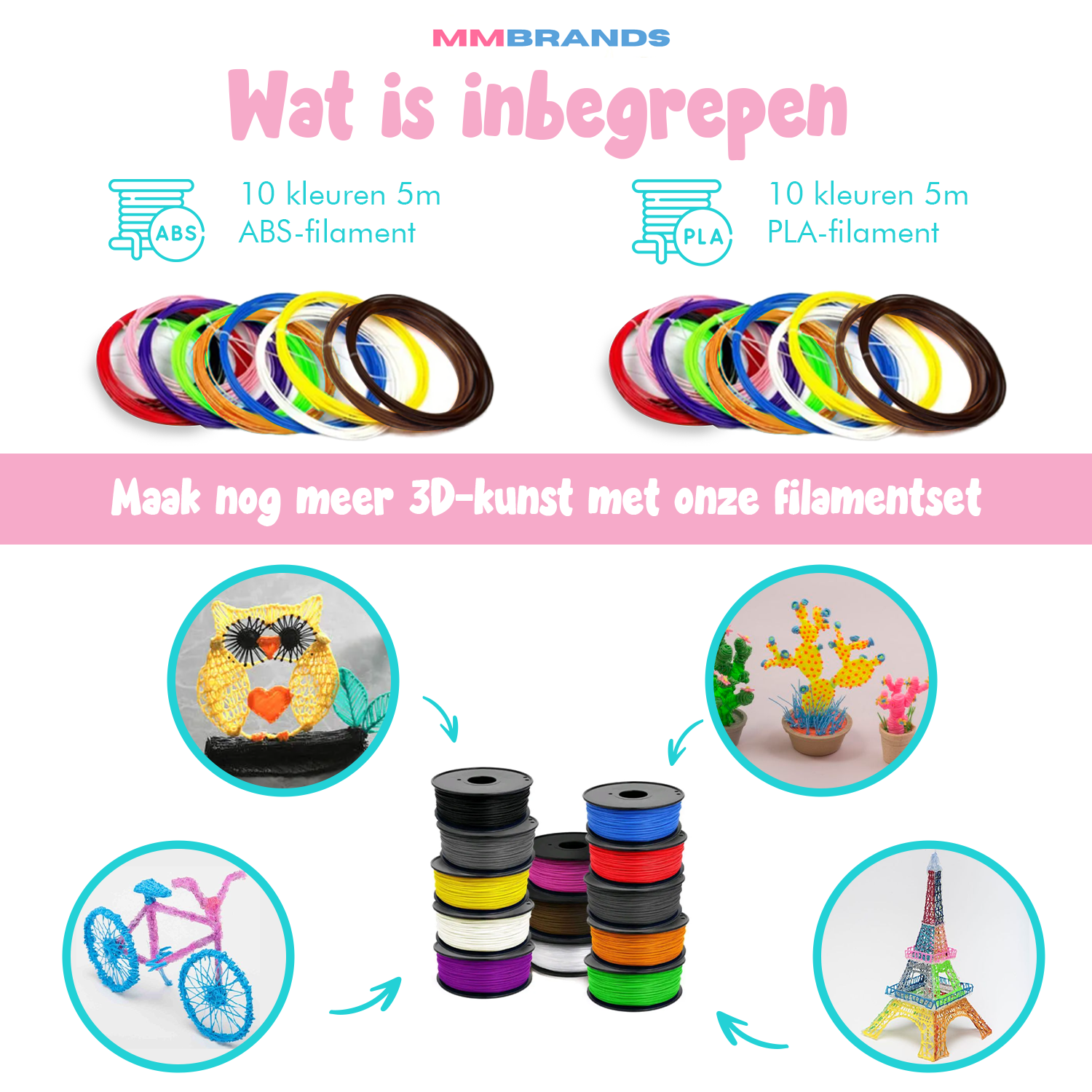 Filamentpåfyllning - 100m - 10 färger