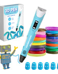 3D Pen Starter Kit - 100M Filament - 10 Colors - Blue